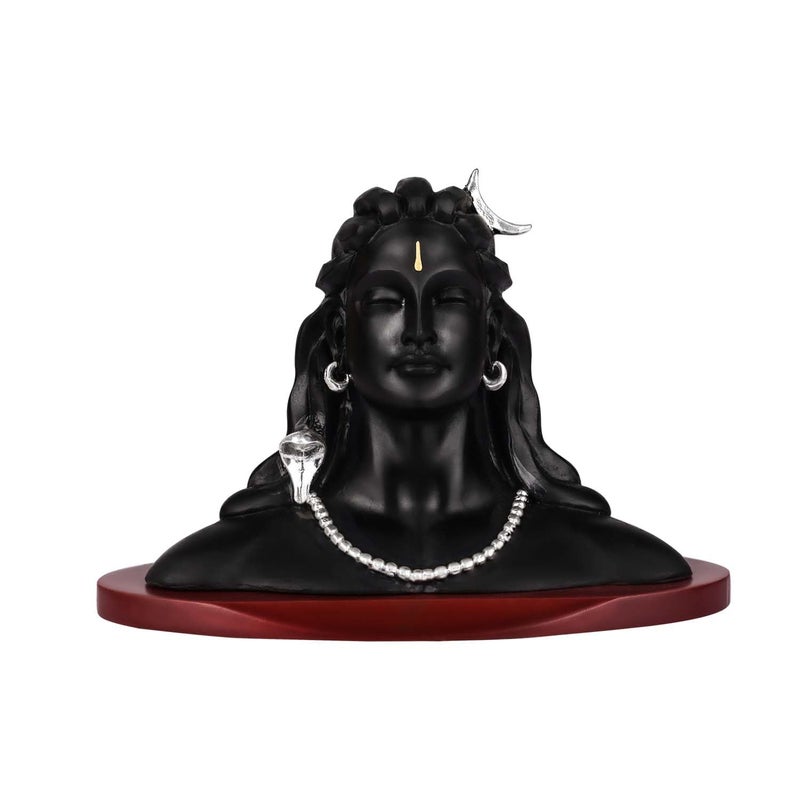 DIVINITI 999 Silver Plated Adiyogi Shiv ji Idol for Home Decor Showpiece Puja RoomReligious Statue for Peace and ProsperityLuxury Sculptures for Table Decor Gift Festival 9 X 115 cm - Image 1