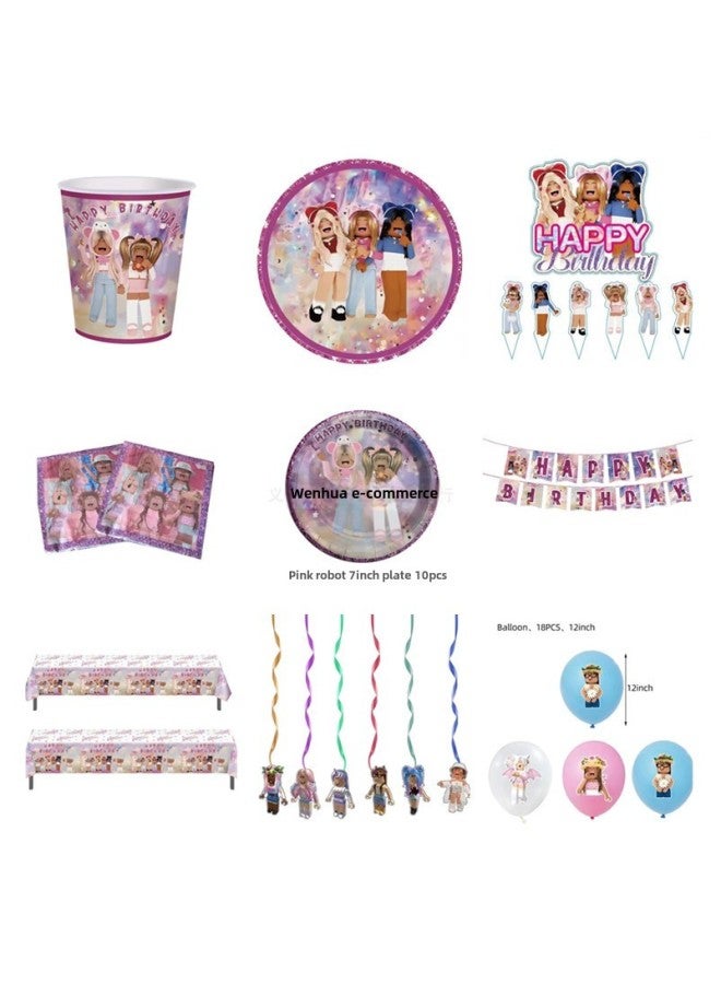 ROBLOX Pink Virtual World Theme Birthday Party Paper Tray Paper Cup Paper Towel Tableware Decoration Suit Supplies-Color:18  - Image 2
