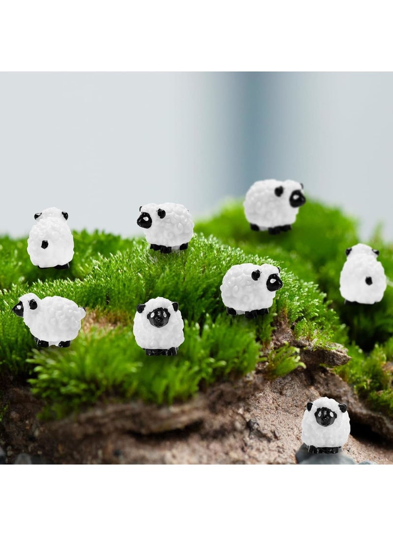 SYOSI Mini Sheep Figurines, Small Animal Resin Models for Fairy Garden and Micro Landscape Decoration, Realistic White Sheep Ornaments for Cake Topper, Flower Pot and Home Decor, 20pcs, White - Image 3