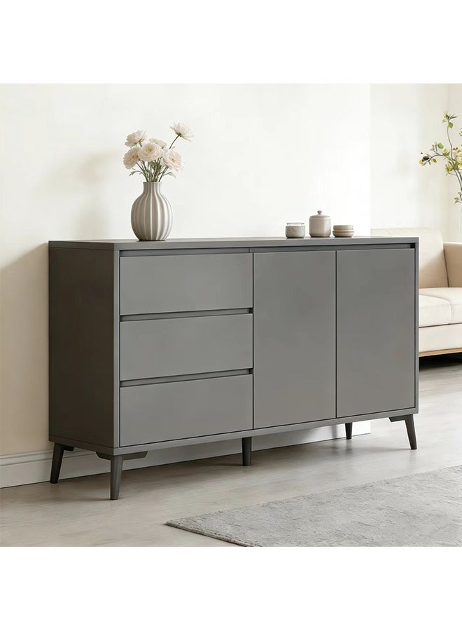 JCB CHIC خزانة مطبخ خشبية حديثة للتخزين مع 3 أدراج و 2 أبواب ، خزانة بوفيه جانبية متعددة الوظائف ، خزانة عرض لبار القهوة ، خزانات ملفات ، خزانة مكتبية (140 × 40 × 75 سم) - Image 1