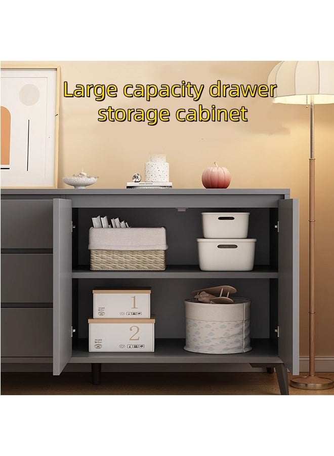 JCB CHIC خزانة مطبخ خشبية حديثة للتخزين مع 3 أدراج و 2 أبواب ، خزانة بوفيه جانبية متعددة الوظائف ، خزانة عرض لبار القهوة ، خزانات ملفات ، خزانة مكتبية (140 × 40 × 75 سم) - Image 5