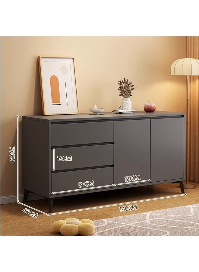 JCB CHIC خزانة مطبخ خشبية حديثة للتخزين مع 3 أدراج و 2 أبواب ، خزانة بوفيه جانبية متعددة الوظائف ، خزانة عرض لبار القهوة ، خزانات ملفات ، خزانة مكتبية (140 × 40 × 75 سم) - Image 2