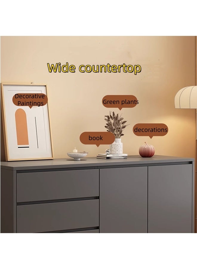 JCB CHIC خزانة مطبخ خشبية حديثة للتخزين مع 3 أدراج و 2 أبواب ، خزانة بوفيه جانبية متعددة الوظائف ، خزانة عرض لبار القهوة ، خزانات ملفات ، خزانة مكتبية (140 × 40 × 75 سم) - Image 4