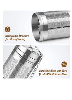 Excefore Tea Infusers 2Pcs Stainless Steel Tea Strainer Set Extra Fine Mesh Tea Steeper for Brew Tea Spices and Seasonings Small Soup Seasonings Spice Separated Basket with Long Chain and Tray (6 * 4cm)  - Image 5