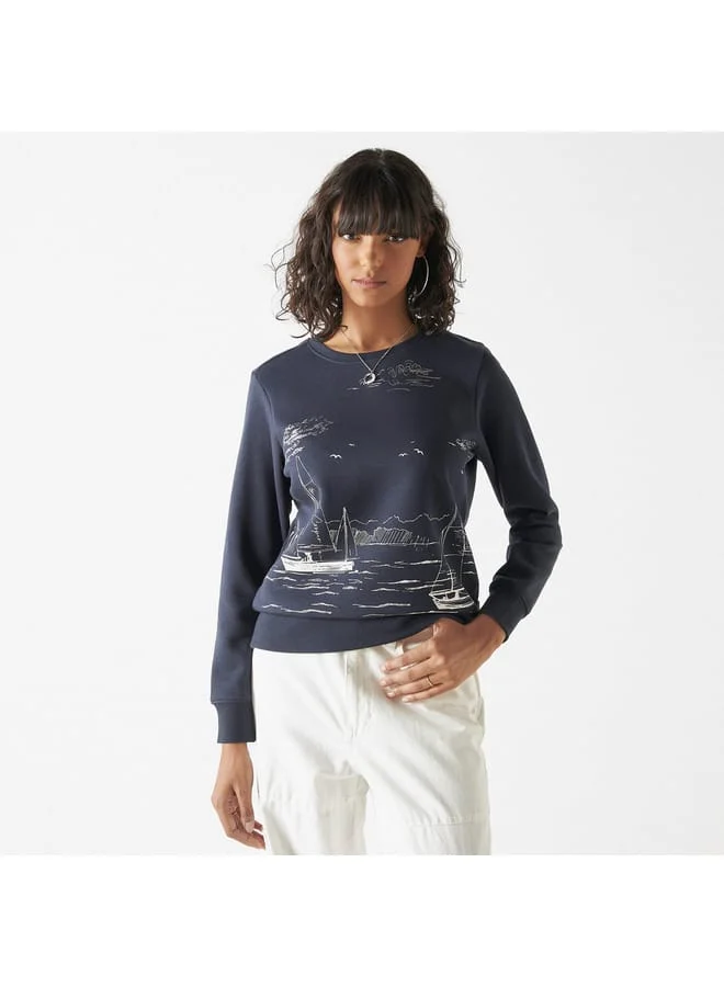Lee Cooper Lee Cooper Graphic Print Crew Neck Sweatshirt with Long Sleeves