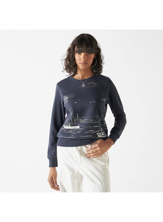 Lee Cooper Lee Cooper Graphic Print Crew Neck Sweatshirt with Long Sleeves - Image 1