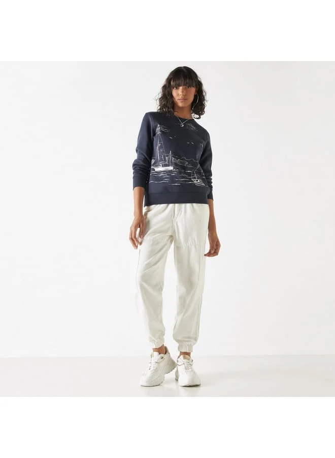 Lee Cooper Lee Cooper Graphic Print Crew Neck Sweatshirt with Long Sleeves