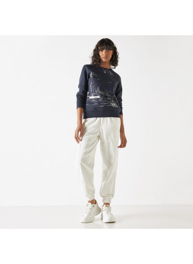 Lee Cooper Lee Cooper Graphic Print Crew Neck Sweatshirt with Long Sleeves - Image 2