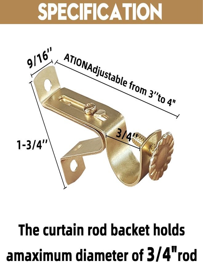 Kowibcl Curtain Rod Brackets, Set of 6, Curtain Rod Holder for 3/4 inch Rod to The Wall, Gold - Image 2