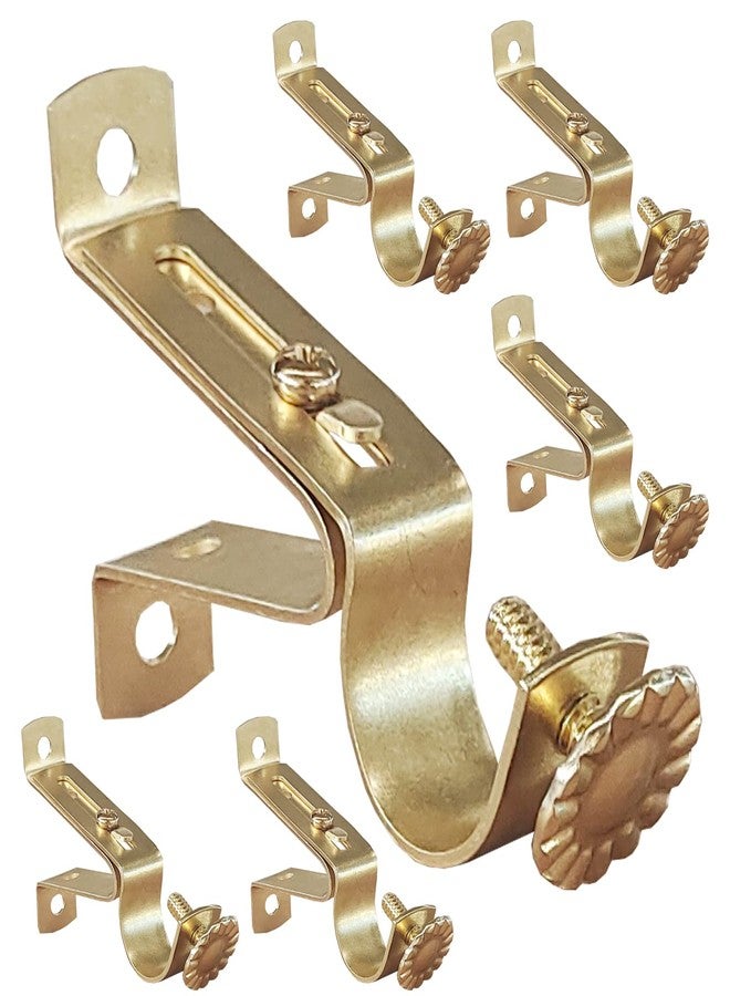 Kowibcl Curtain Rod Brackets, Set of 6, Curtain Rod Holder for 3/4 inch Rod to The Wall, Gold - Image 1