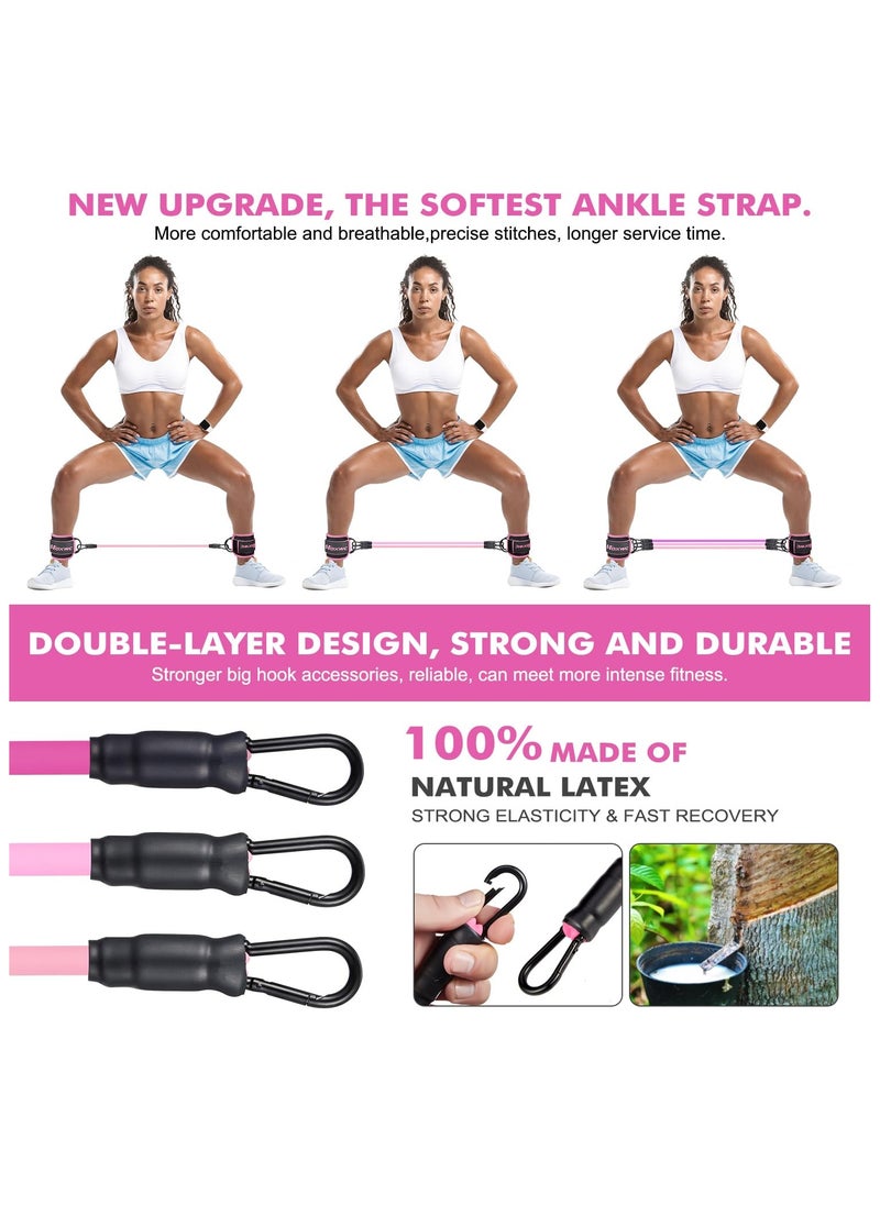 LKTOCAFT - 3-Level Ankle Resistance Bands with Cuffs, Ankle Bands for Leg and Working Out, Booty Workout Equipment for Kickbacks Hip Fitness Training, Exercise Bands for Butt Lift Women - Image 1