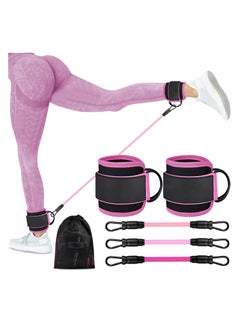 3-Level Ankle Resistance Bands with Cuffs, Ankle Bands for Leg and Working Out, Booty Workout Equipment for Kickbacks Hip Fitness Training, Exercise Bands for Butt Lift Women
