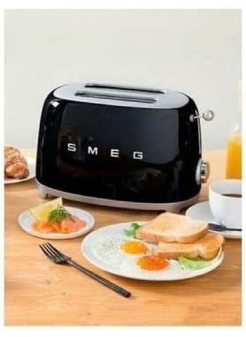 Smeg Tsf01Bluk Retro 2 Slice Toaster, 6 Browning Levels, Extra-Wide Bread Slots, Defrost And Reheat Functions, Removable Crumb Tray, 950 W, Black"Min 1 year manufacturer warranty" 950.0 W Tsf01Bluk Black - Image 3