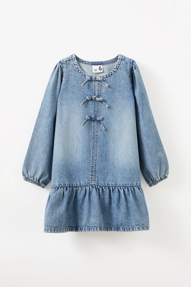 Cotton On Betty Bow Front Denim Dress