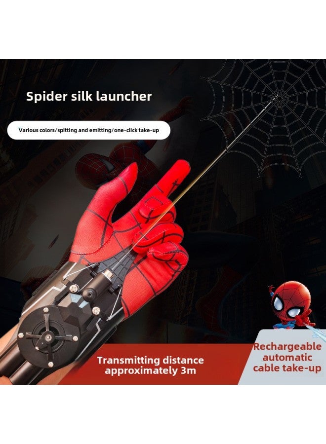Spiderman Spitting Silk Launcher Hand Toy Gloves Spider Silk-Color:Blue + Infrared Sight + Luminous Bracelet + Luminous Pf  - Image 4