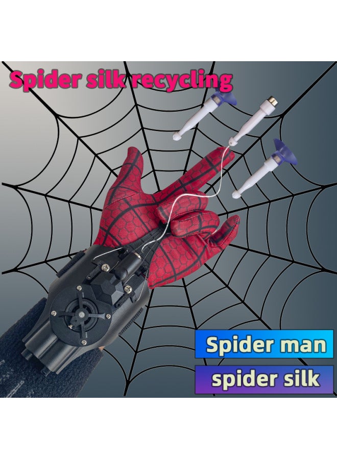 Spiderman Spitting Silk Launcher Hand Toy Gloves Spider Silk-Color:Blue + Infrared Sight + Luminous Bracelet + Luminous Pf  - Image 3