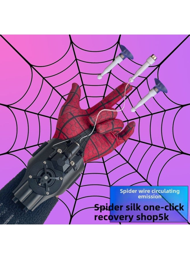 Spiderman Spitting Silk Launcher Hand Toy Gloves Spider Silk-Color:Blue + Infrared Sight + Luminous Bracelet + Luminous Pf  - Image 5