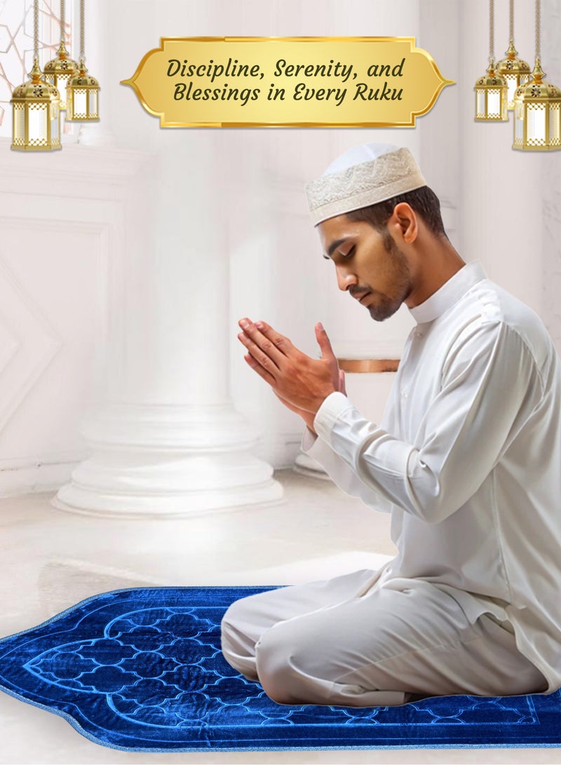 Jinou Prayer Mat with free namaz cap and tasbih beeds – Made With Premium Quality Turkish Velvet with Memory Foam – Ramadan Gift Prayer Rug for Men, Women and Grandparents and Kids.  - Image 5