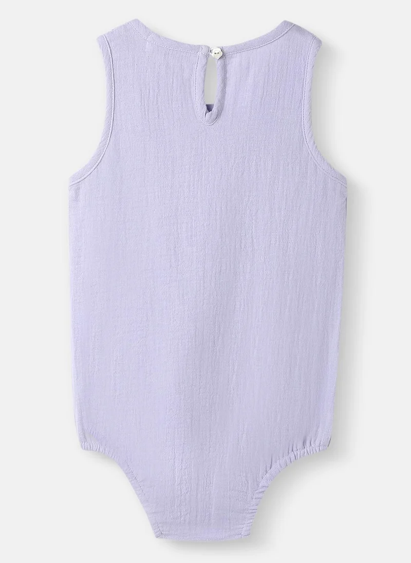 نوتيناتي Girls’ Cotton Romper | Sleeveless Romper for 0-2 Years | Floral Embroidery