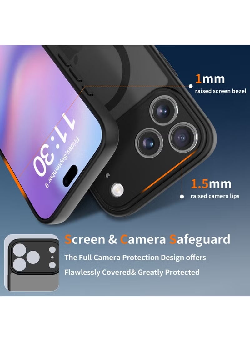 ELTRAZONE iPhone 17 Pro Magnetic Case Cover for 6.3 Inch 2025 Model, Slim Shockproof Phone Case with Strong Magnetic Lock, Translucent Matte Back, Scratch Resistant Protective Cover – Black - Image 3