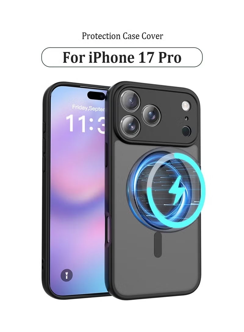 ELTRAZONE iPhone 17 Pro Magnetic Case Cover for 6.3 Inch 2025 Model, Slim Shockproof Phone Case with Strong Magnetic Lock, Translucent Matte Back, Scratch Resistant Protective Cover – Black - Image 1