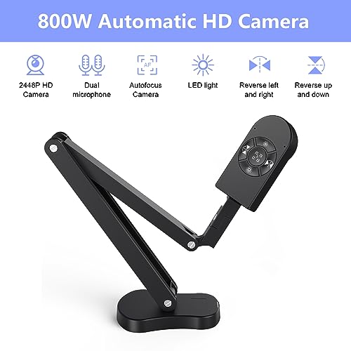 THUSTAND THUSTAR 8MP Document Camera & Webcam 4K with Dual Microphones, USB Visualiser A3-Size, 3-Level LED Lights, Image Invert Function, Fold, for Live Demo, Distance Education -Windows, macOS and Chrome OS - Image 2