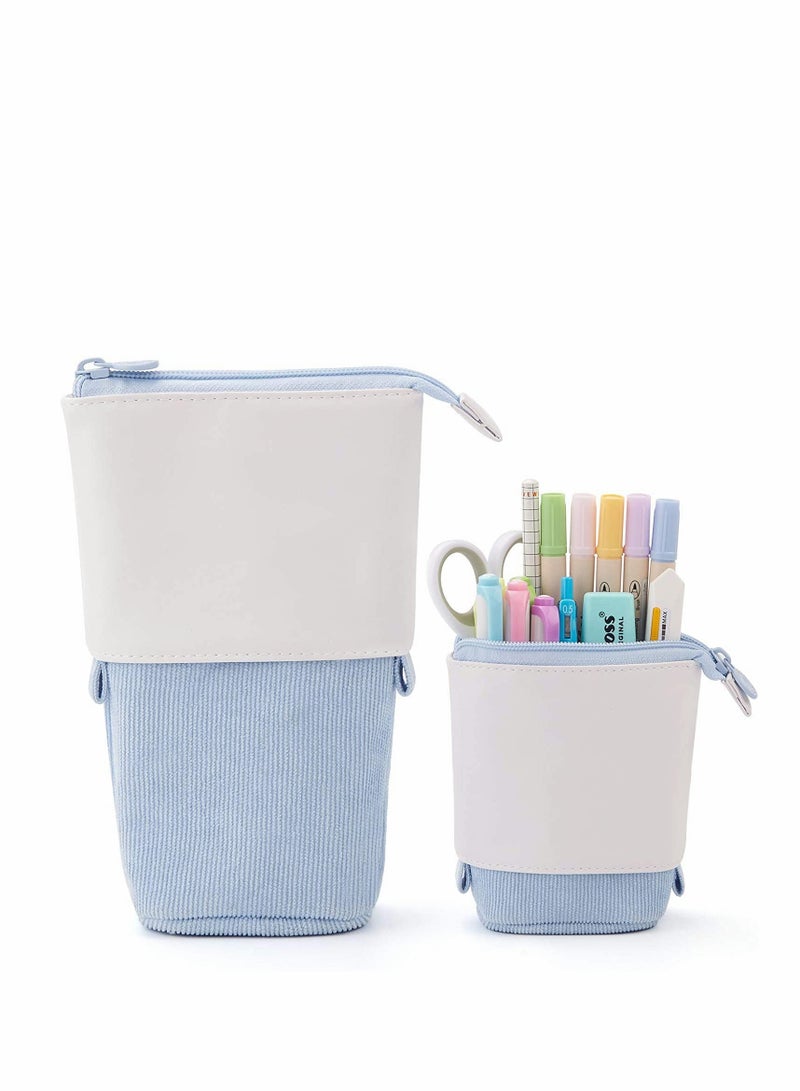 KASTWAVE Pencil Case,  Standing Stationery Bag, Telescopic Pen Pouch Holder School College office Organizer with Zipper for Girls Boys Adults  - Image 1