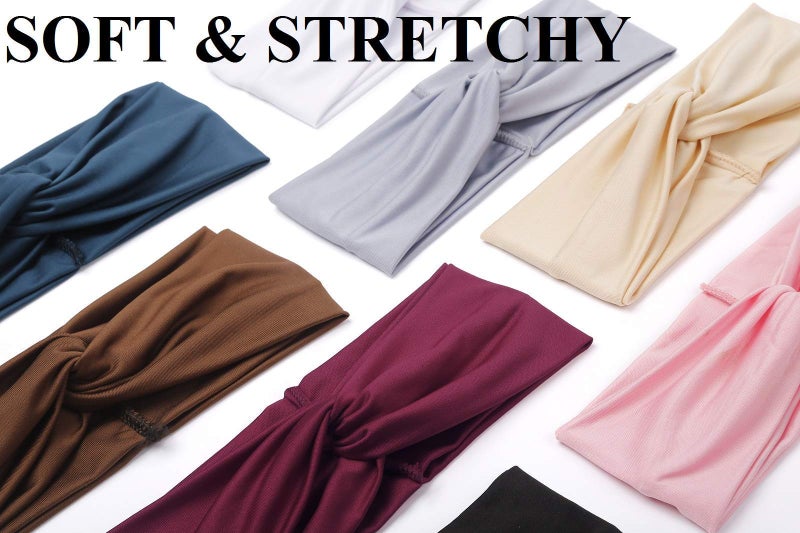 Tobeffect Turban Headbands for Women Boho Wide Women's Headbands for Hair Non Slip Twist Head Bands Headwraps Short Hair Stretchy Thick Fashion Accessories, Solid Color - Image 5