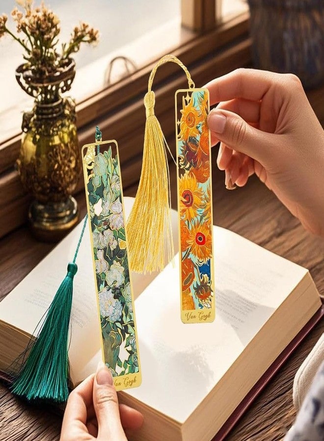 OFIFO® Metal Bookmark Set of 4 with Tassel, Gold Hollow Van Gogh Design, Artistic Book Marker for Readers, Unique Gift for Book Lovers, Students, Men, Women, Kids. - Image 5