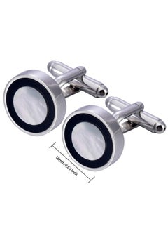 Natural Mother Of Pearl Men'S Cufflinks With Dark Blue Circle In Gift Case Silver Round Cufflinks For Men Jewelry For Wedding Party Business Birthday Anniversary Dress - pzsku/Z6CC5064A07122C2717A4Z/45/_/1735816665/77b5e0a4-9de2-4470-8bd4-767294262680