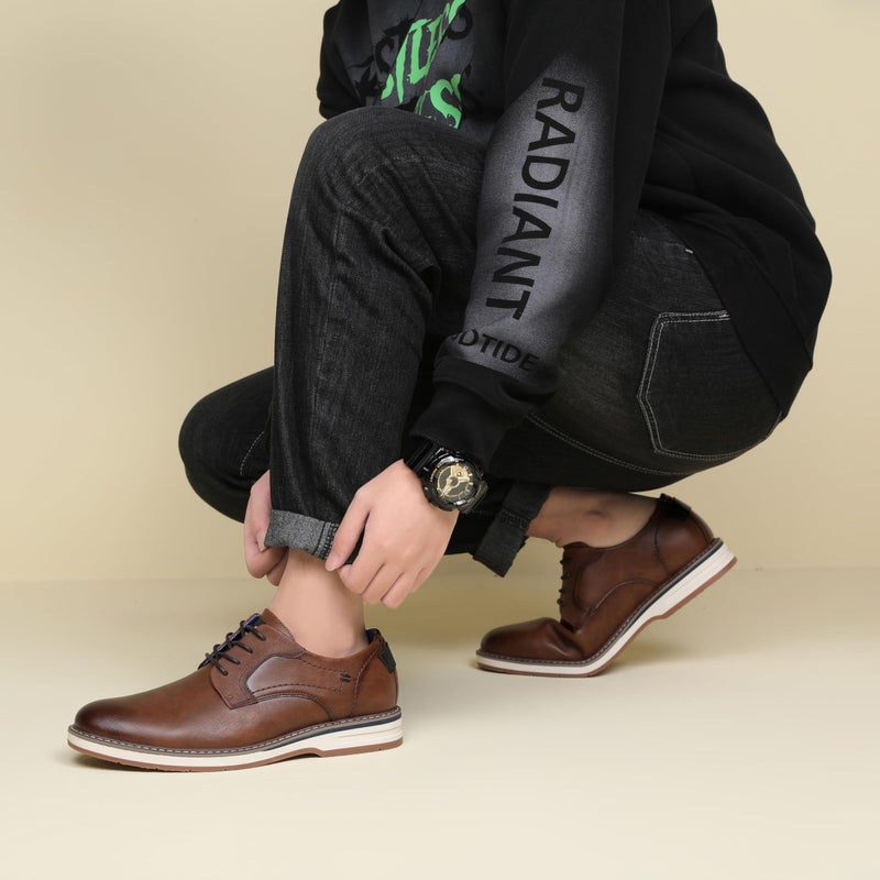DECARSDZ Mens Dress Casual Oxford Shoes Business Formal Shoe Use for Business Social Gatherings Wedding Travel Brown - Image 3
