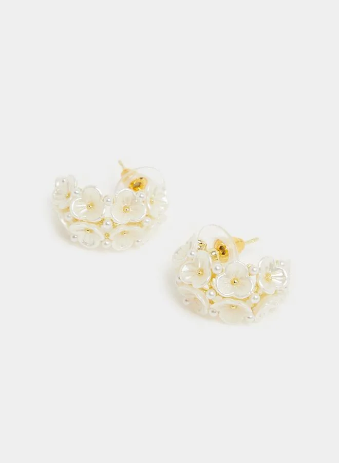 Styli  Floral Pearl Hoop Earrings for Women | Best Price UAE