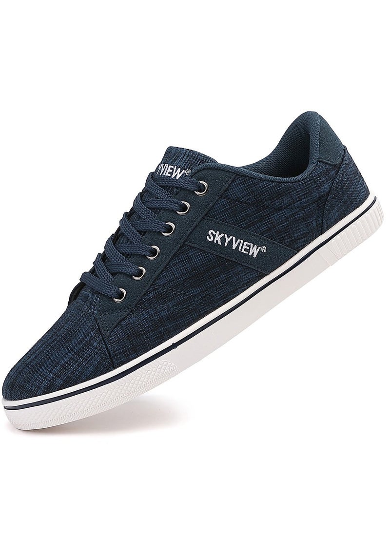 Sky View Mens Casual Shoes Low Top Fashion Canvas Sneakers Breathable Comfort Walking Shoes for Male Blue  - Image 1
