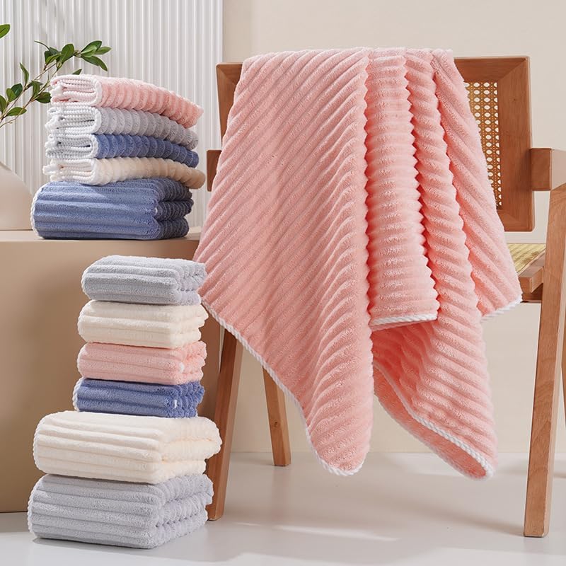 Home-Cloud HomeCloud Korean Plush Soft & Luxury 400 GSM Pack of of 2 Towel Set with Hanging Loop | 3X Softer Than Cotton Towels | Set of 2 (1 Bath Towel 142x70 + 1 Face Towel 70x35 cm) - Image 5