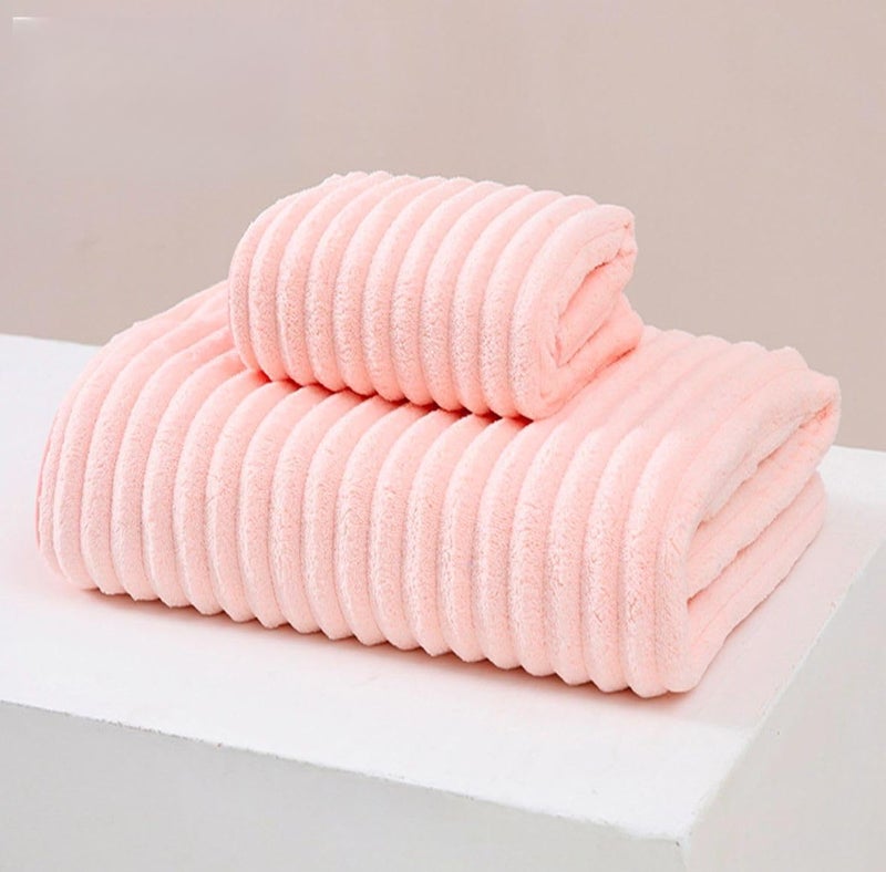 Home-Cloud HomeCloud Korean Plush Soft & Luxury 400 GSM Pack of of 2 Towel Set with Hanging Loop | 3X Softer Than Cotton Towels | Set of 2 (1 Bath Towel 142x70 + 1 Face Towel 70x35 cm) - Image 1