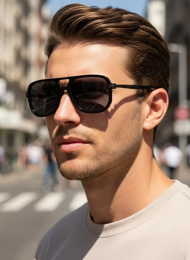 Take Two Men Black Retro Aviator Sunglasses