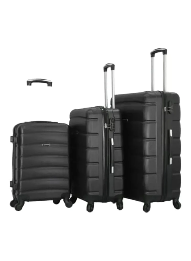 جيوردانو GIORDANO Luggage Set with Spinner Wheels, 3 Pieces, Black, (ABS)