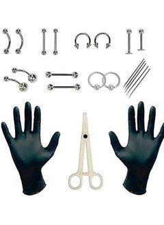 ORiTi ORiTi 20pcs/lot Professional Piercing Kits Puncture Ear Nose Eyebrow Sets Plier Piercings Clamp Steel Needles Tool Kits Body Jewelry Body Piercing Tools  - Image 1
