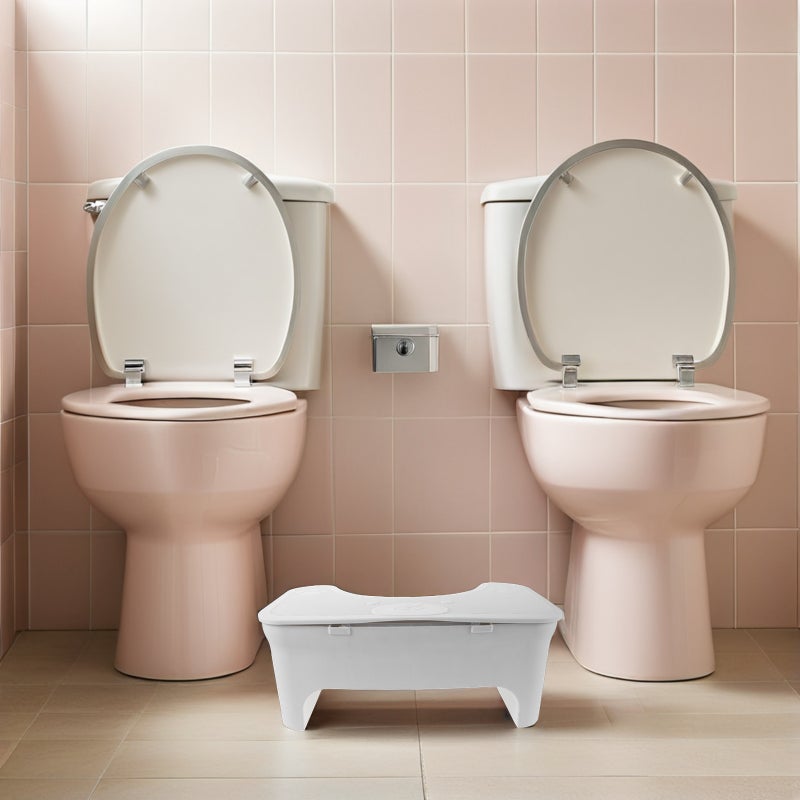 🚽 كرسي حمام محمول أبيض بقوة هيكل مع قاعدة غير قابلة للانزلاق للاستخدام في الحمام - Image 2