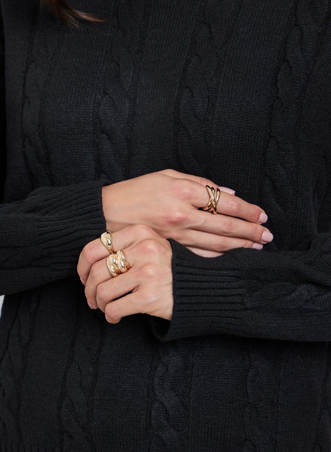 Take Two Black Textured Cable Knit Sweater and Pants Co-Ords - Image 4