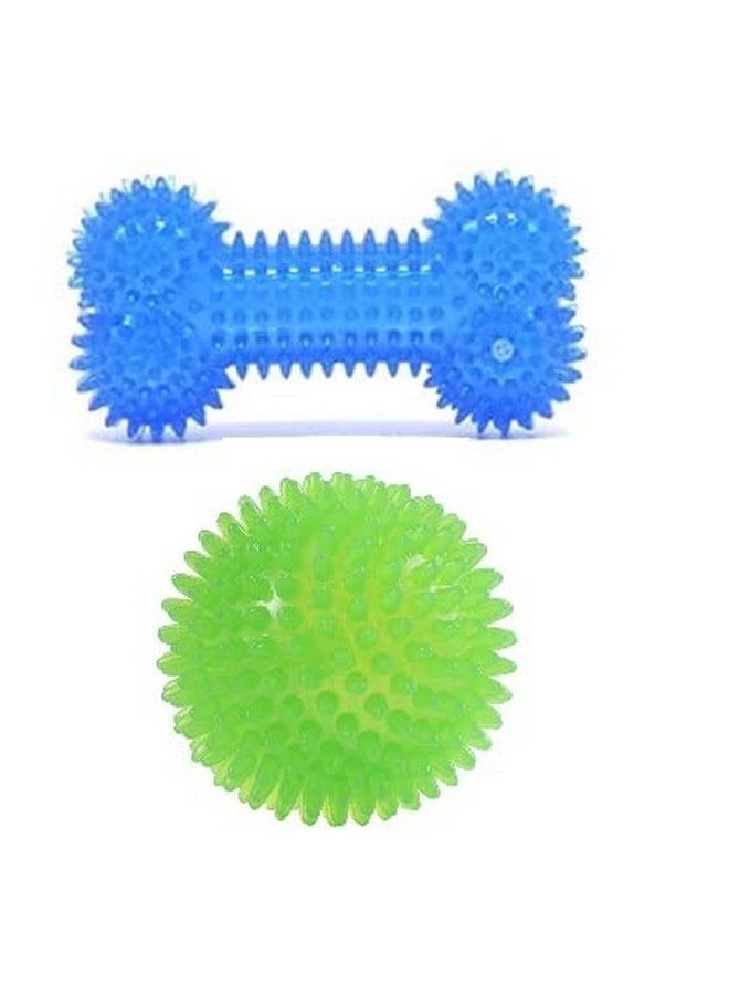 Non-Toxic Soft Natural Rubber Squeaky Spiky Chew Bone And Ball Toys For Aggressive Chewers Dental Teething Cleaning Design Toy - Image 1