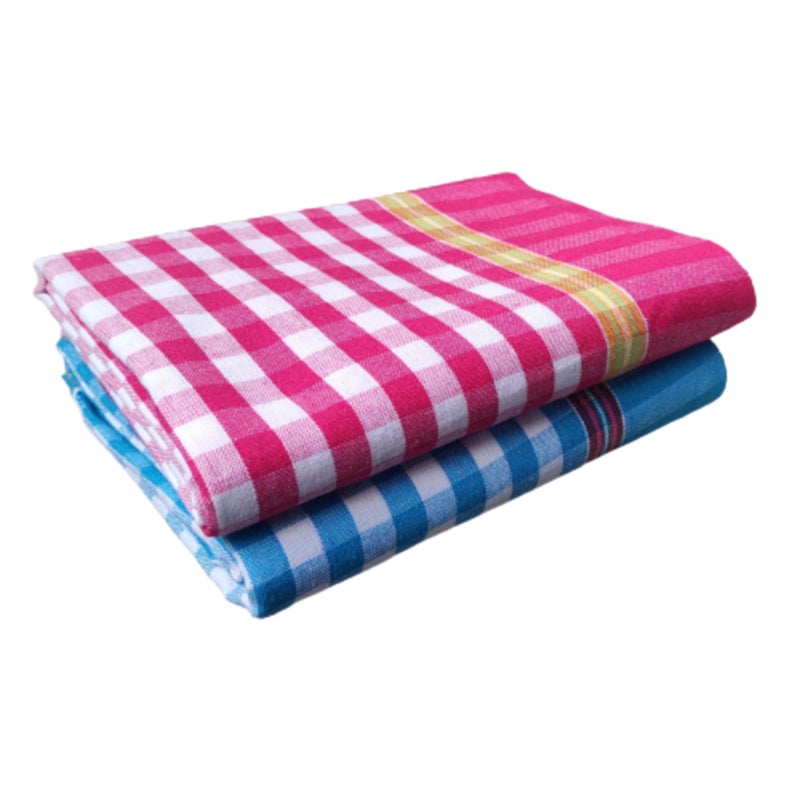 VUNNAVA Handloom 100% Pure Cotton Towels Small Size 26/52Inch(66/132cm) 2/4feet Heavy Quality (Multicolour Pack of 2) - Design 9 - Image 1