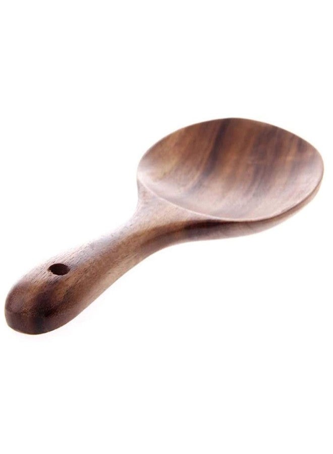 EORTA 2 Pack Rice Paddle Spoon Natural Wood Non-stick Rice Scooper with Round Shallow Head Food Service Spoon Kitchen Utensils for Rice Potato Salads Desserts, 7 Inch - Image 3