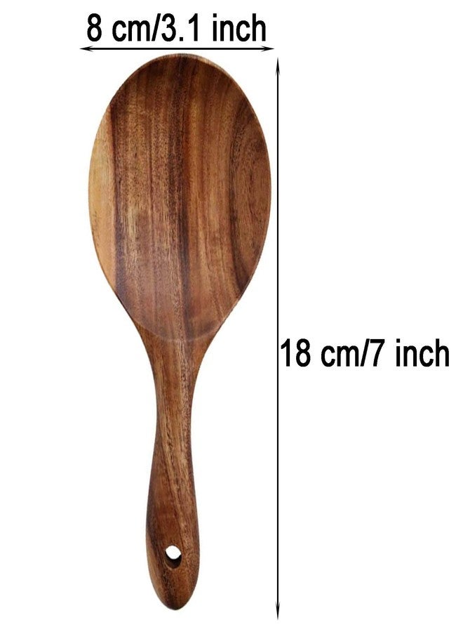 EORTA 2 Pack Rice Paddle Spoon Natural Wood Non-stick Rice Scooper with Round Shallow Head Food Service Spoon Kitchen Utensils for Rice Potato Salads Desserts, 7 Inch - Image 2