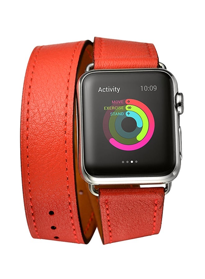 NIBEMINENT Double Tour Replacement Band for Apple Watch Series 5/4/3/2/1 40/38mm Red