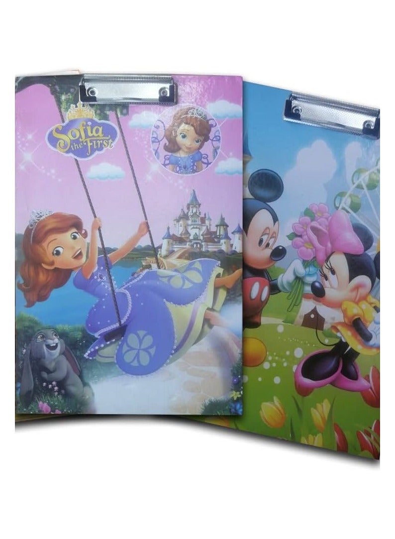 بلانشيطة كرتون ديزنى - أشكال مختلفة للبنات مقاس A4 بمقبض معدن لمسك الاوراق - Image 1