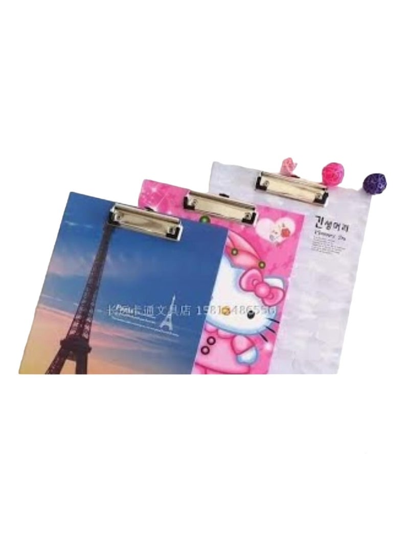 بلانشيطة كرتون ديزنى - أشكال مختلفة للبنات مقاس A4 بمقبض معدن لمسك الاوراق - Image 2