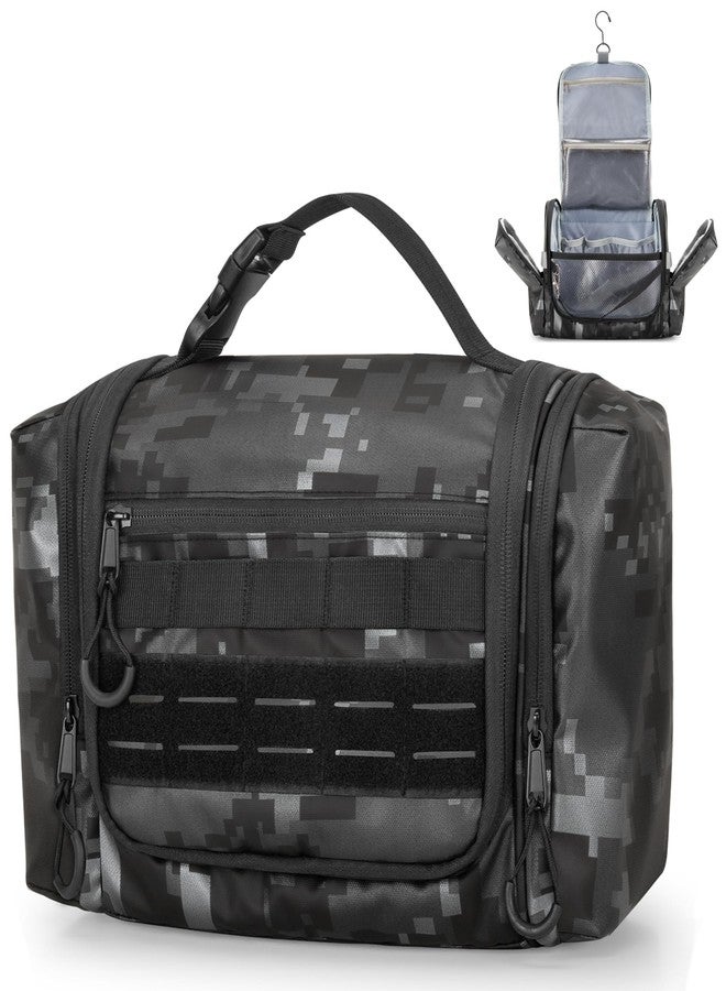 Prokva Hanging Toiletry Bag for Men, Tactical Dopp Kit Toiletry Travel Bag, Large Hygiene Organizer Shower Bag for Camping Outdoor, Black Digital Camo - Image 1
