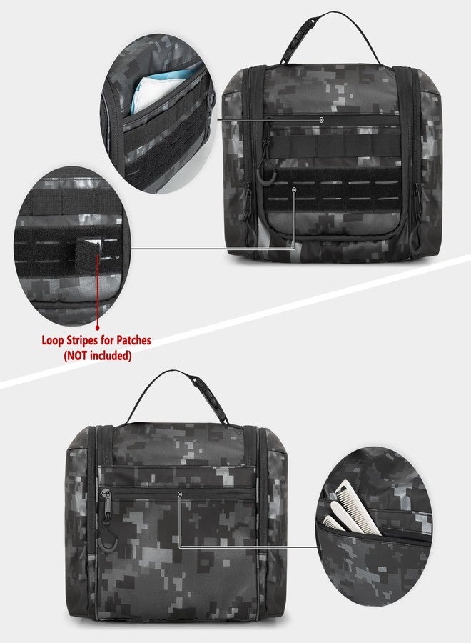 Prokva Hanging Toiletry Bag for Men, Tactical Dopp Kit Toiletry Travel Bag, Large Hygiene Organizer Shower Bag for Camping Outdoor, Black Digital Camo - Image 5