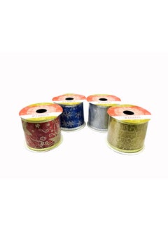 Evisha Evisha 1 Roll 4 Meter Fabric Christmas Lace Ribbon for Christmas Tree Decoration Hanging Ornaments Assorted Print  - Image 4